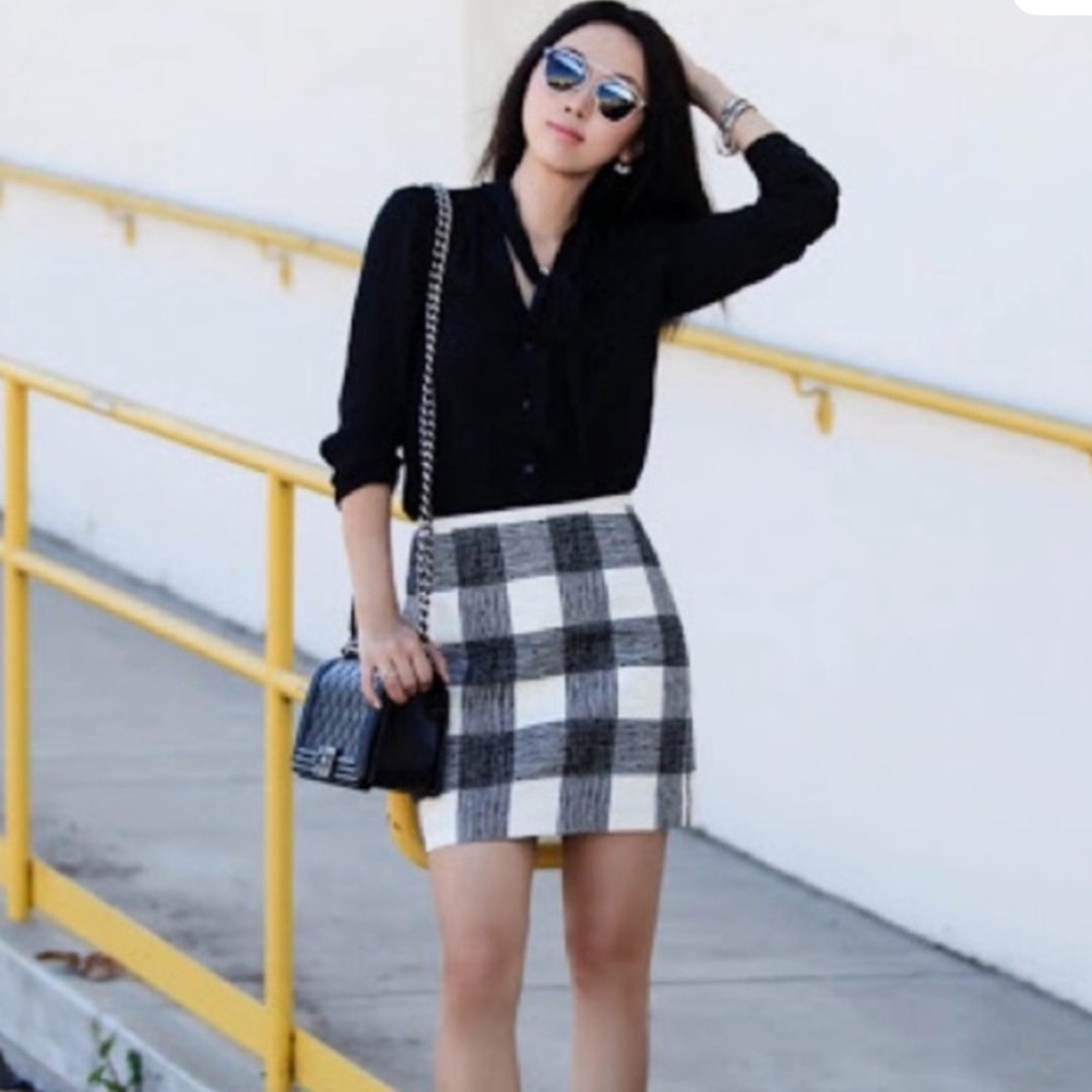 Madewell Bowery Inkcheck Mini Skirt